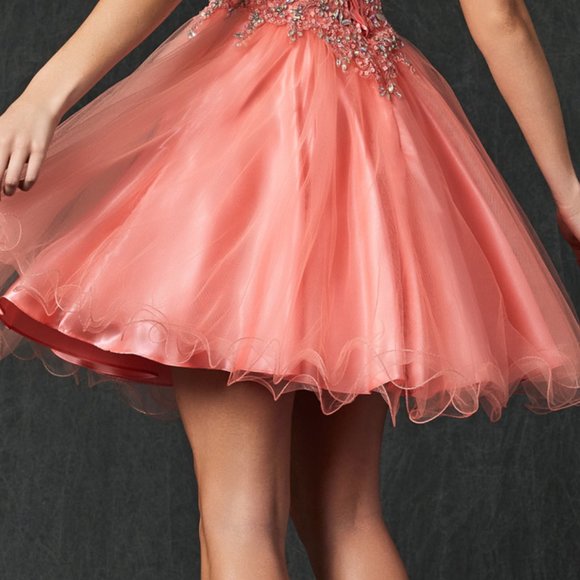 NEW OFF SHOULDER SLEEVELESS BABY DOLL DRESS EMBROIDERED WITH RHINESTONES JT 787 - Picture 8 of 8